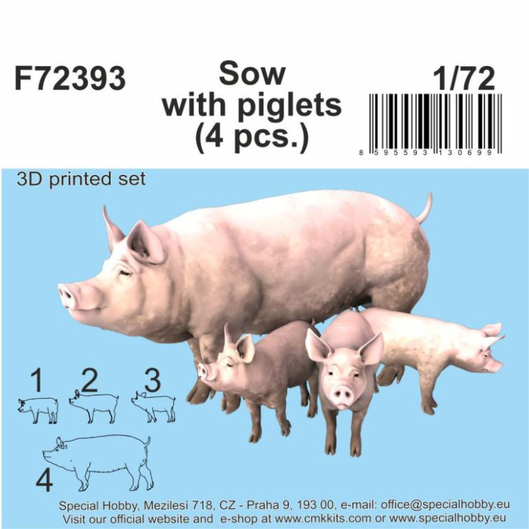 F72393 Свиноматка з поросятами 1/72