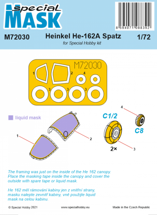 100-M72030 Heinkel He 162 MASK 1/72