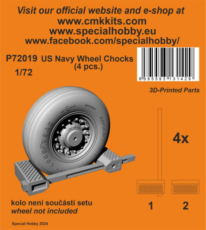 P72019 US Navy Wheel Chocks (4 pcs.) 1/72