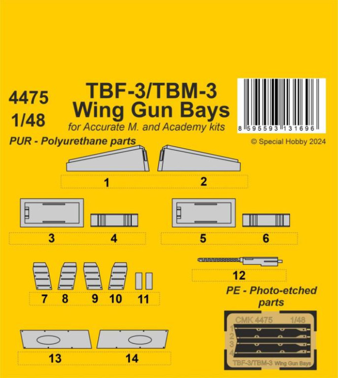 4475 TBF-3/TBM-3 Wing Gun Bays 1/48 / for Accurate/Academy kits