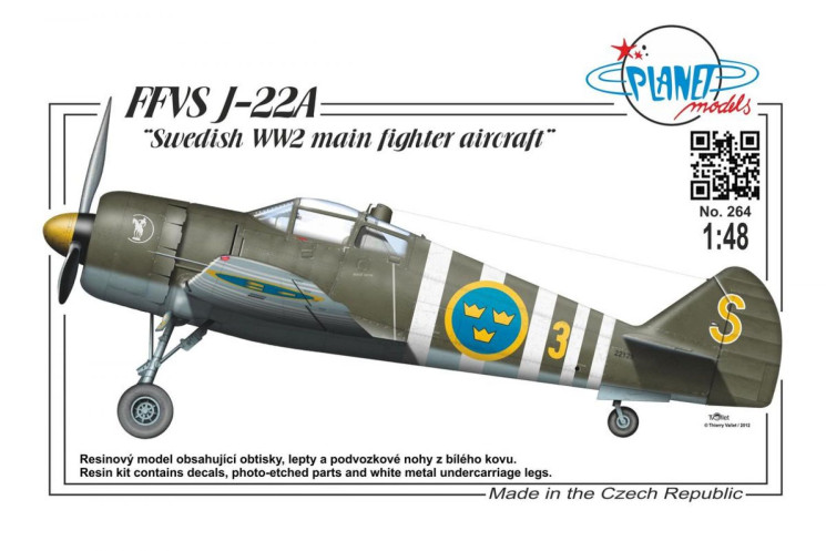 PLT264 FFVS J-22A Шведський основний винищувач Другої світової війни 1/48