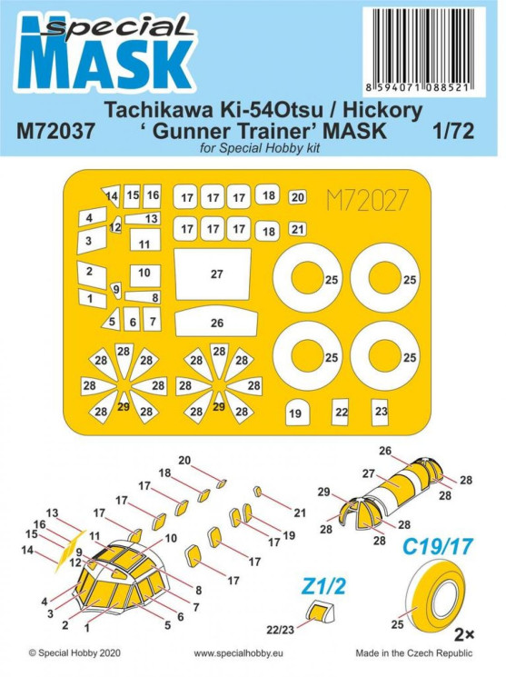 100-M72037 Tachikawa Ki-54Otsu / Hickory ‘ Gunner Trainer’ MASK 1/72