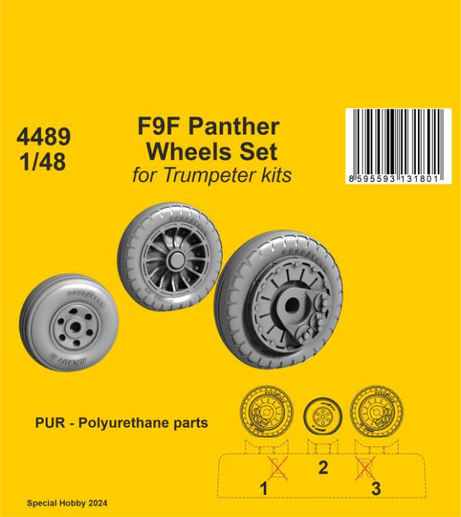 4489 F9F Panther Набір коліс 1/48 / для Trumpeter