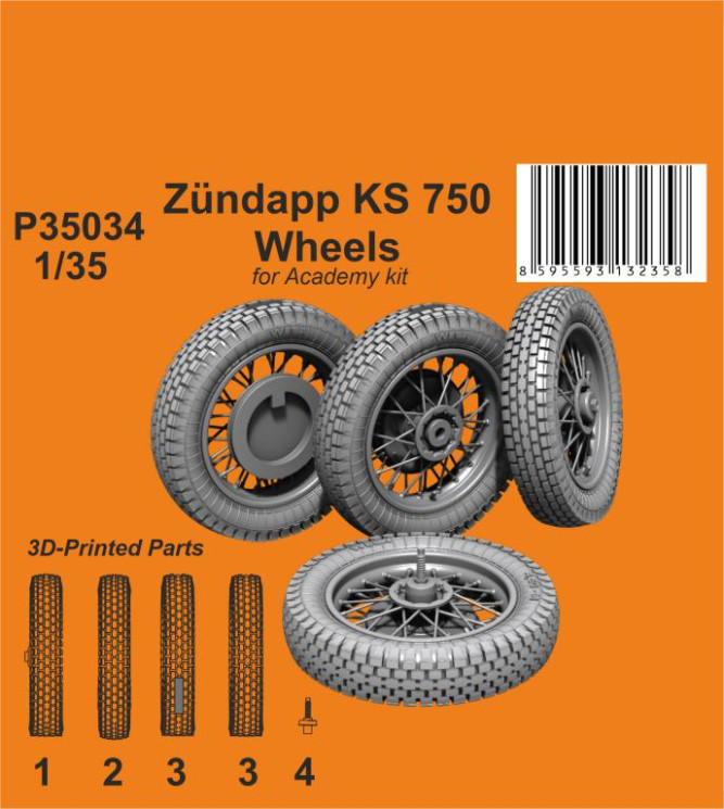 P35034 Zundapp KS 750 Колеса 1/35 / для Academy