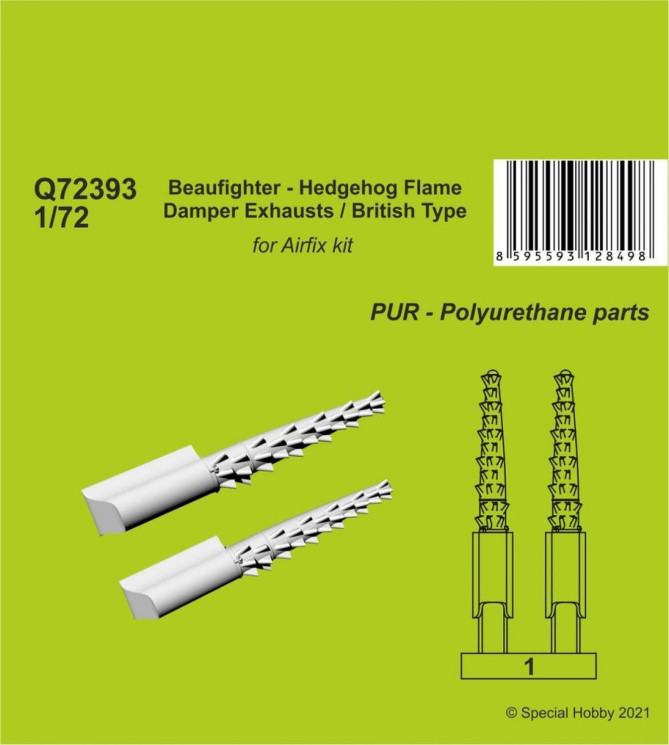 Q72393 Beaufighter Вихлопні патрубки Hedgehog Flame Damper  Британський тип 1/72