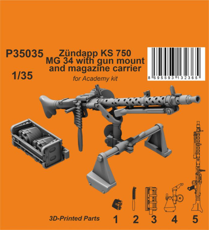 P35035 Zundapp KS 750 MG 34 з кріпленням і магазином 1/35 / для Academy