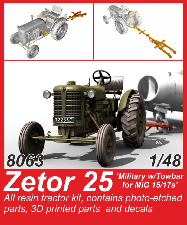 8063 Zetor 25 «Військовий з фаркопом для МіГ 15/17» 1/48