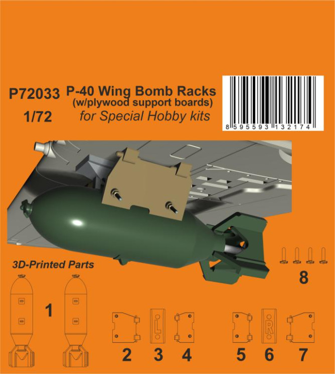 P72033 P-40 Wing Bomb Racks (w/plywood support boards) 1/72
