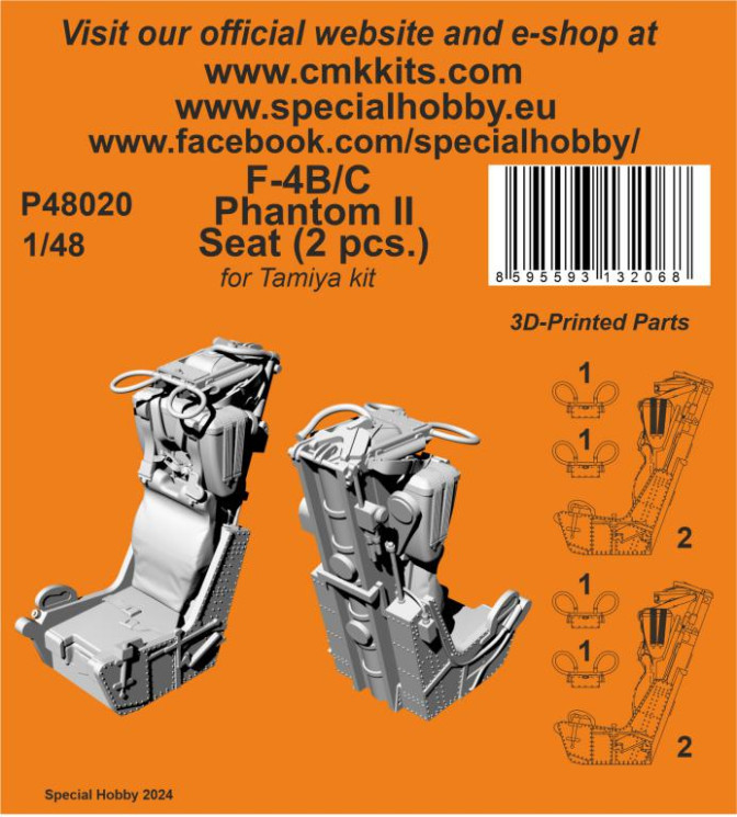 P48020 F-4B Phantom Сидіння (2 шт.) 1/48 / для Tamiya