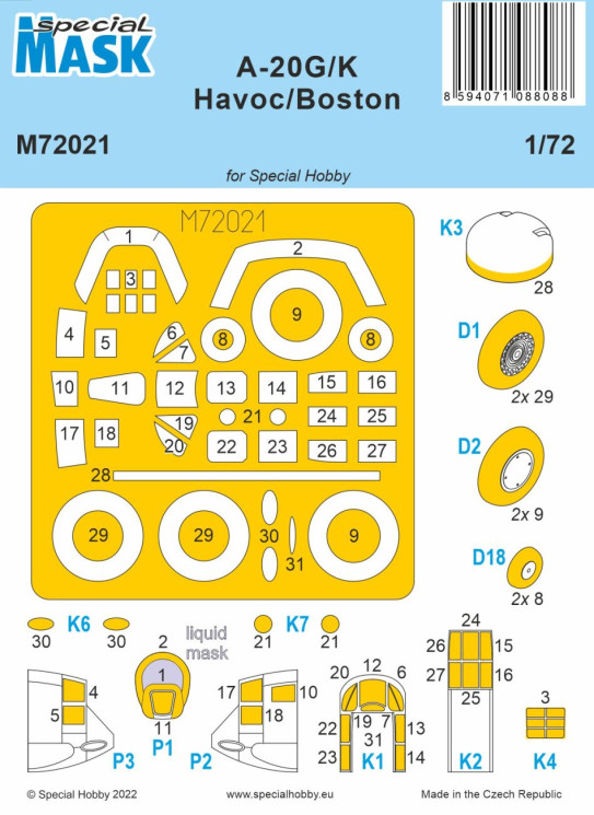 100-M72021 A-20G/K Havoc/Boston MASK 1/72