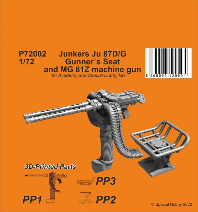 P72002 Ju 87D/G Gunner`s Крісло навідника та кулемет MG 81Z 1/72