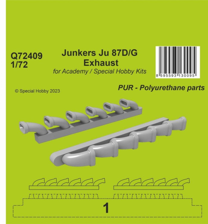 Q72409 Junkers Ju 87D/G Вихлопні патрубки 1/72