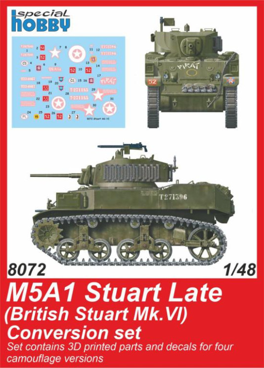 8072 M5A1 Stuart Late (British) Conversion set 1/48 / for Tamiya kit