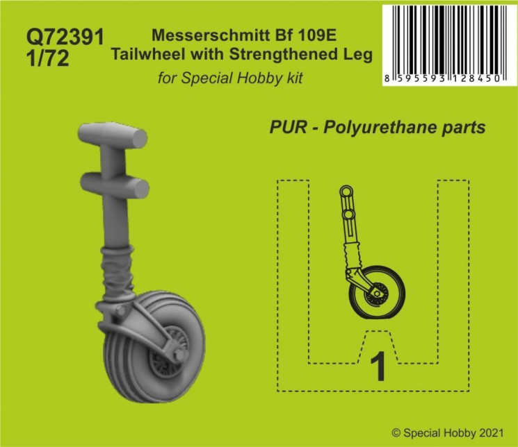 Q72391 Messerschmitt Bf 109E Хвостове колесо з посиленою ногою 1/72