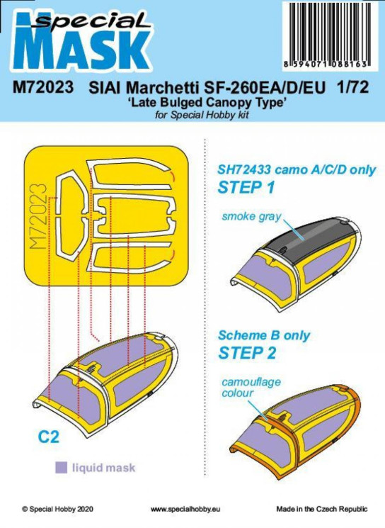 M72023 Маски SIAI-Marchetti SF-260EA/D/EU ‘Пізній опуклий тип ліхтаря’  1/72
