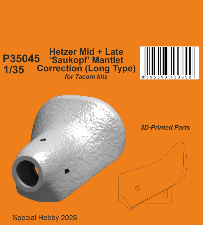 P35045 Hetzer Mid + Late ‘Saukopf’ корекція маски гармати (довгий тип) 1/35