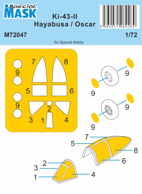 100-M72047 Ki-43-II Hayabusa MASK 1/72