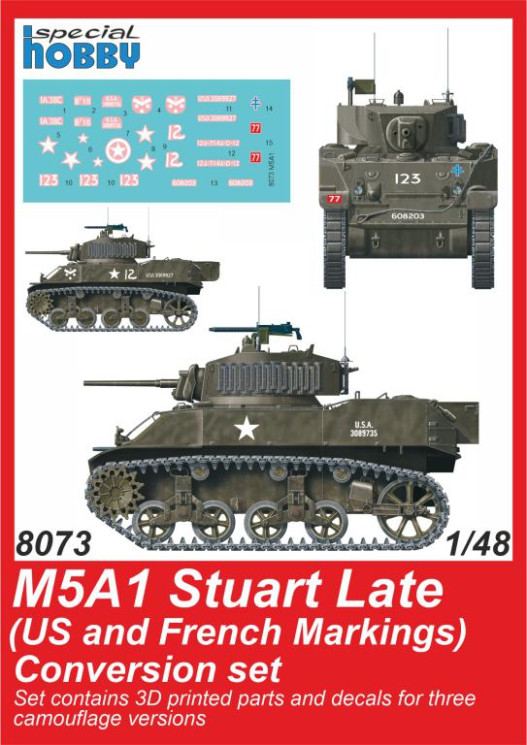 8073 M5A1 Stuart Late (US Army) Conversion set 1/48 / for Tamiya kit