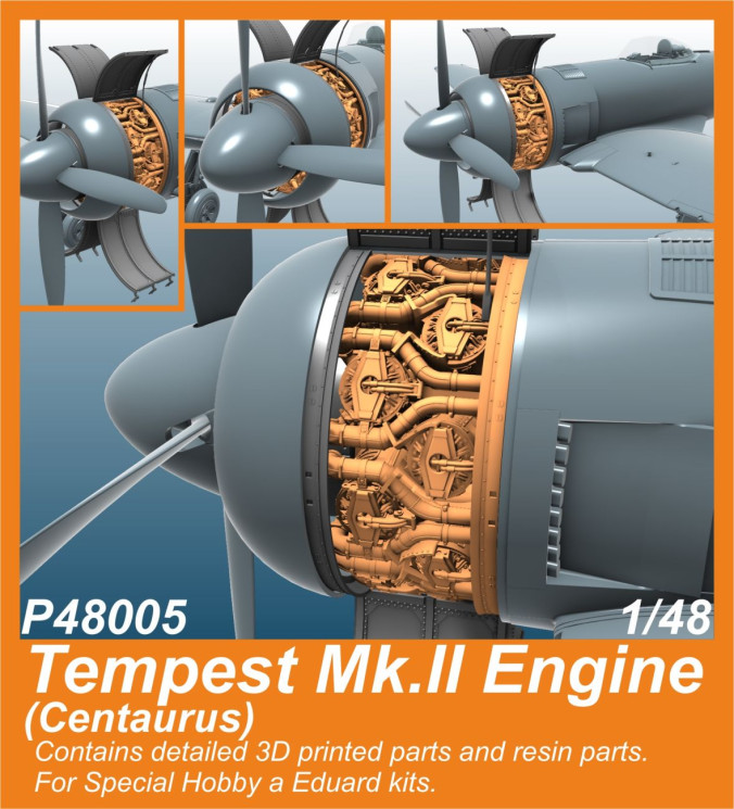 129-P48005 Tempest Mk.II Engine (Centaurus) 1/48 / for SH and Eduard kits