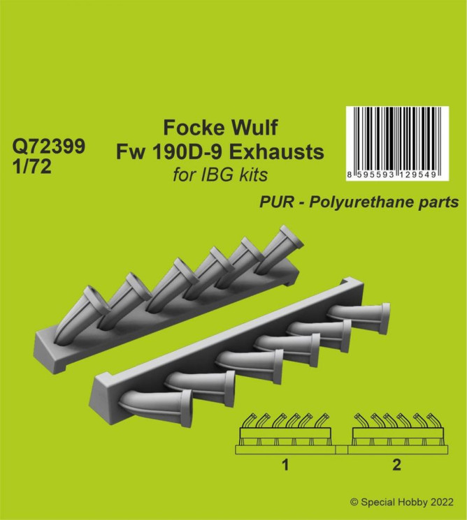 Q72399 Focke Wulf Fw 190D-9 Вихлопні патрубки  1/72