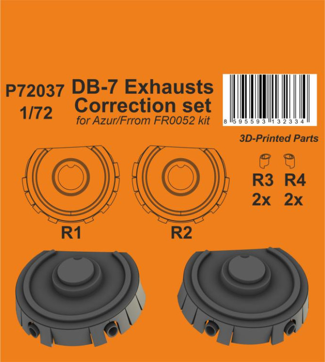 P72037 DB-7 Exhausts Correction set 1/72 / for Azur/Frrom kit