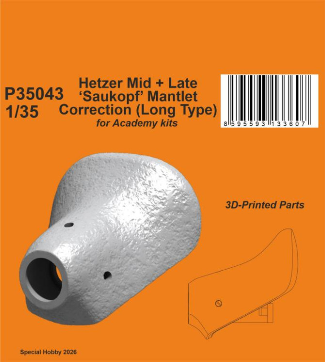 P35043 Hetzer Mid + Late ‘Saukopf’ виправлення маски (довгий тип) 1/35 / для Academy