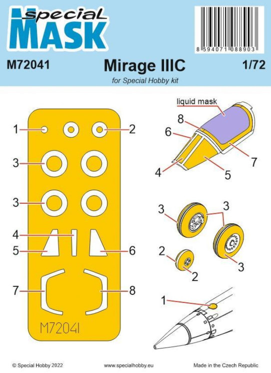 100-M72041 Mirage IIIC MASK 1/72