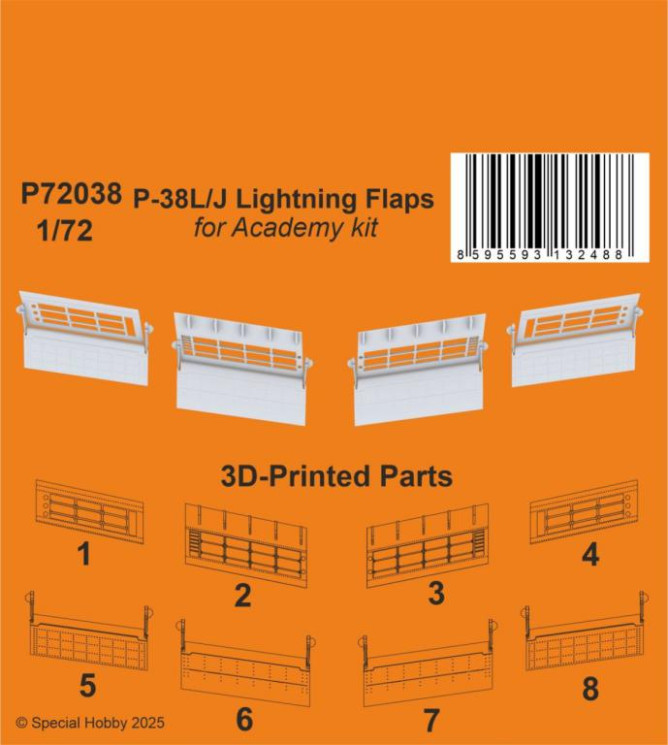 P72038 P-38L/J Lightning Закрилки 1/72 / для Academy