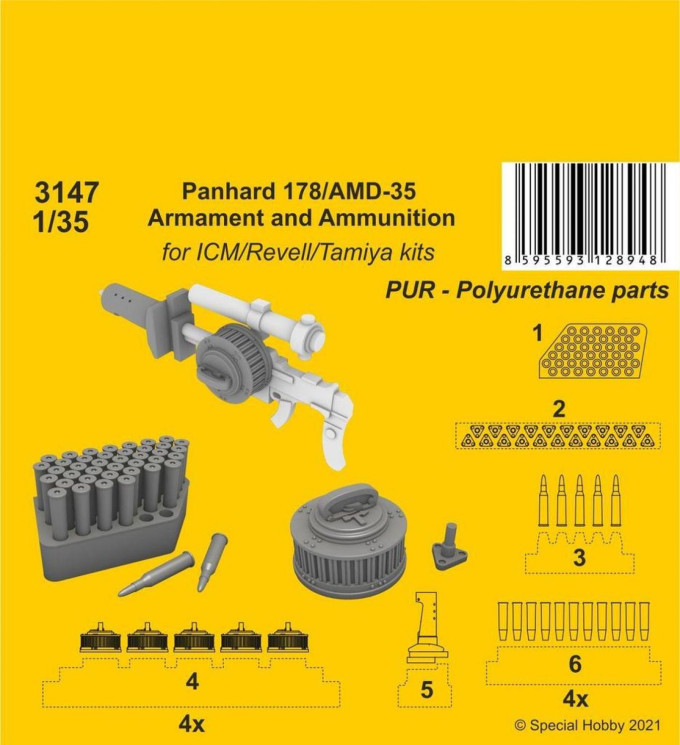 3147 Panhard 178/AMD-35 Озброєння та боєприпаси 1/35
