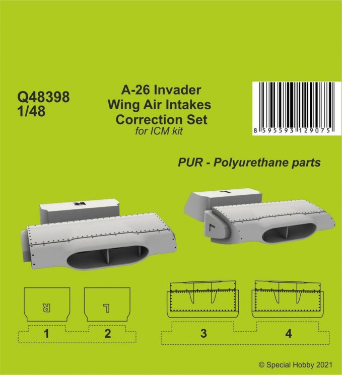 Q48398 A-26 Invader набір для корекції повітрозабірників крила 1/48