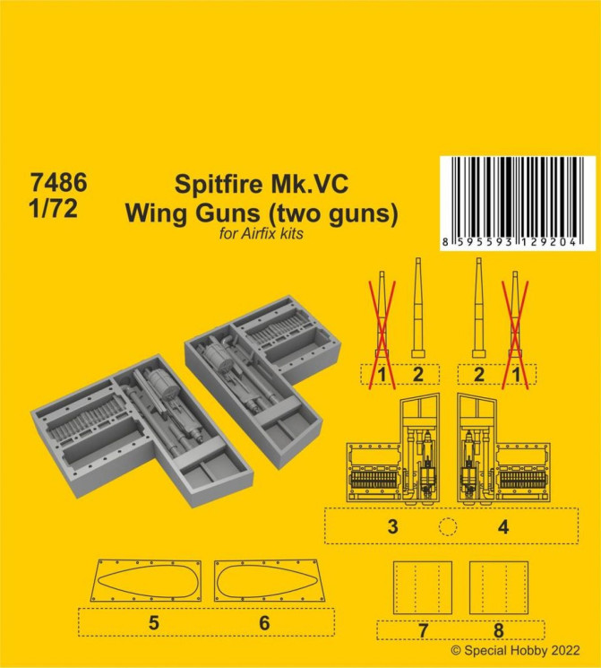 7486 Spitfire Mk.VC Гармати для крил (2шт) 1/72