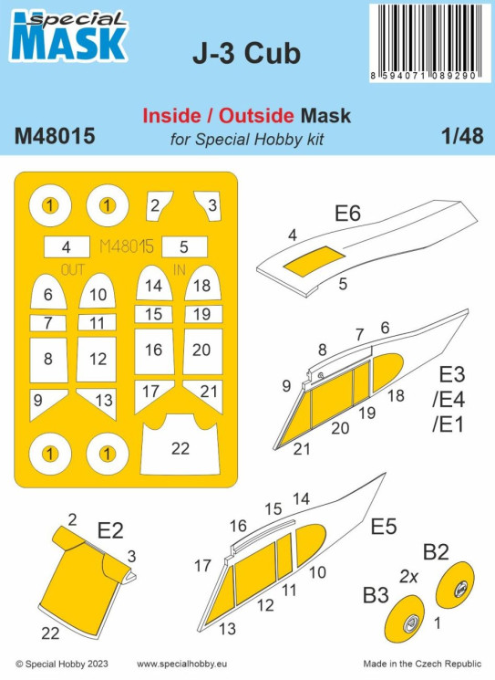 100-M48015 J-3 Cub MASK 1/48