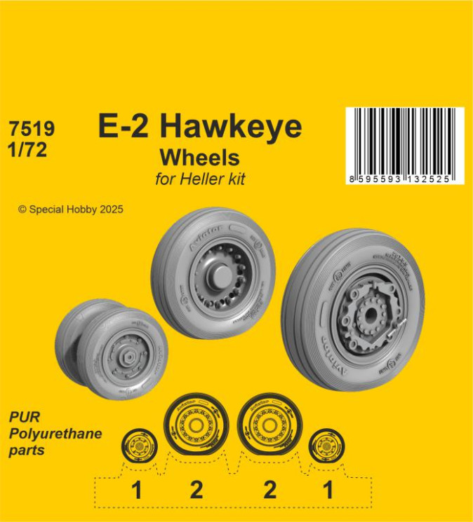 7519 E-2 Hawkeye Колеса 1/72 / для Heller