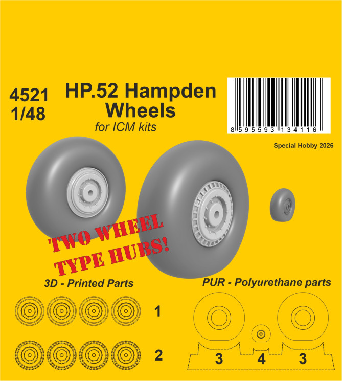4521 Колеса HP.52 Hampden 1/48 / для моделей ICM